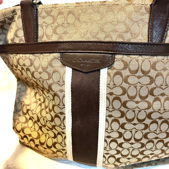 Coach Mini Signature Stripe File Tote Bag F27008 - Picture 2 of 9